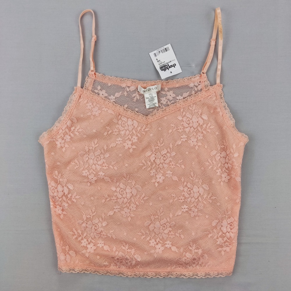 Bozzolo Cami Women S Peach Charlotte Russe Floral Lace Cropped Adjustable Straps